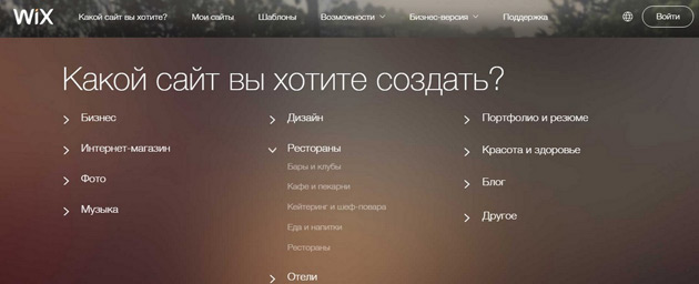 Wix - Рубрики