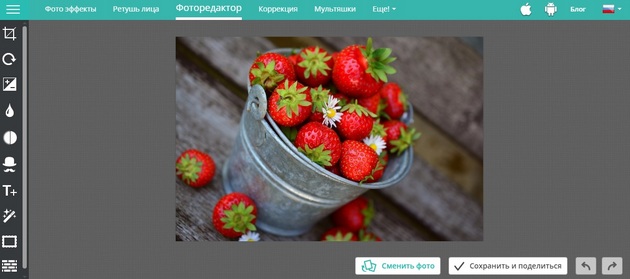 Photoru - Интерфейс фоторедактора