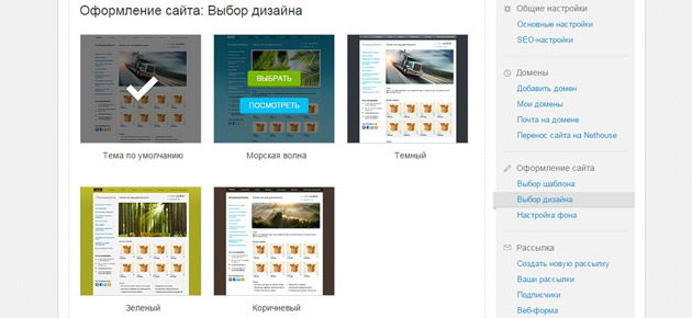 Nethouse выбираем дизайн