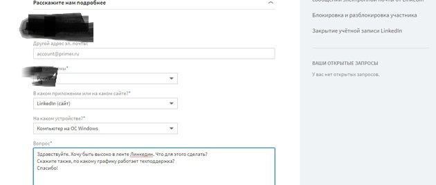 LinkedIn - Техническая поддержка