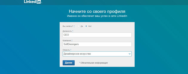 LinkedIn - Профессиональная деятельность