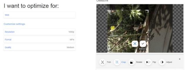 Clipchamp - Кнопка Crop