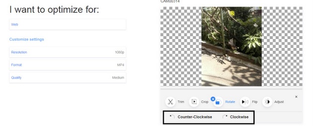 Clipchamp - Кнопка Rotate